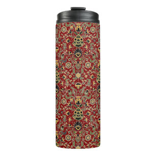 Garrafa Térmica Bordado Folk Amarelo, Verde, Preto em Vermelho Pro