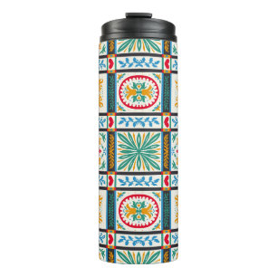 Garrafa Térmica Bordado Maiolica Italiano: Floral Mediterrânica