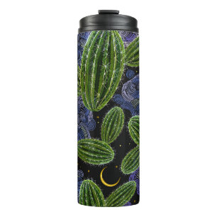 Garrafa Térmica Bordado Mexicano: Noite De Cactus Sem Olhos.
