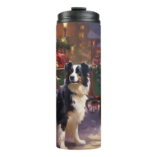 Garrafa Térmica Border Collie Christmas Fesason (Frente)