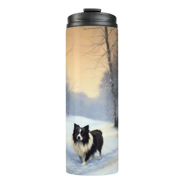 Garrafa Térmica Border Collie Deixe Nevar Natal (Frente)