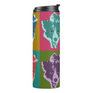 Garrafa Térmica Border Collie Stare Pop Art