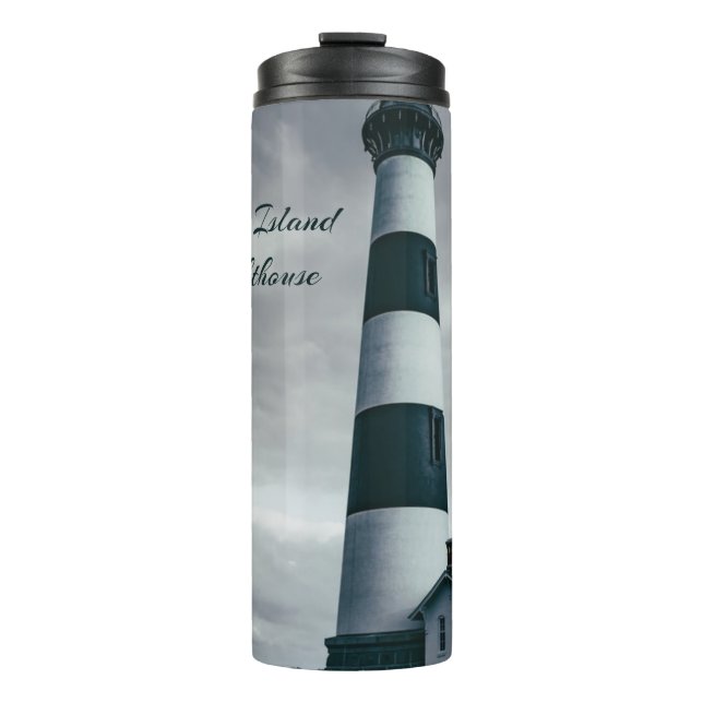 Garrafa Térmica Bordie Island Lighthouse preto e branco (Frente)
