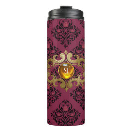Garrafa Térmica Bordô e Dourado Paris Gemstone Damask