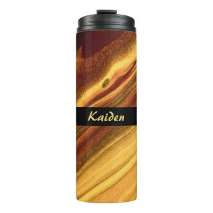 Garrafa Térmica Borgonha e Dourado Marble