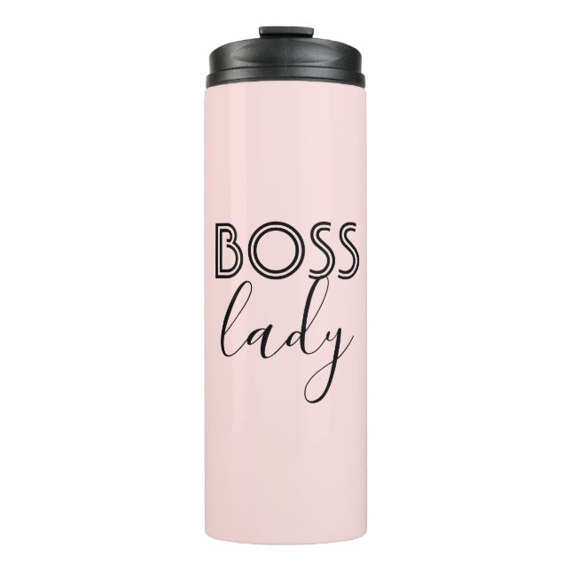 Garrafa Térmica Boss Lady Thermal Tumbler | Rosa e Preto (Frente)