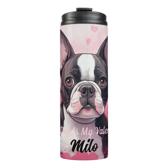 Garrafa Térmica Boston Terrier Dog É Meu Namorados Personalizado (Frente)