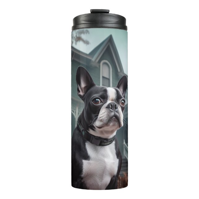 Garrafa Térmica Boston Terrier Halloween Assustador (Frente)