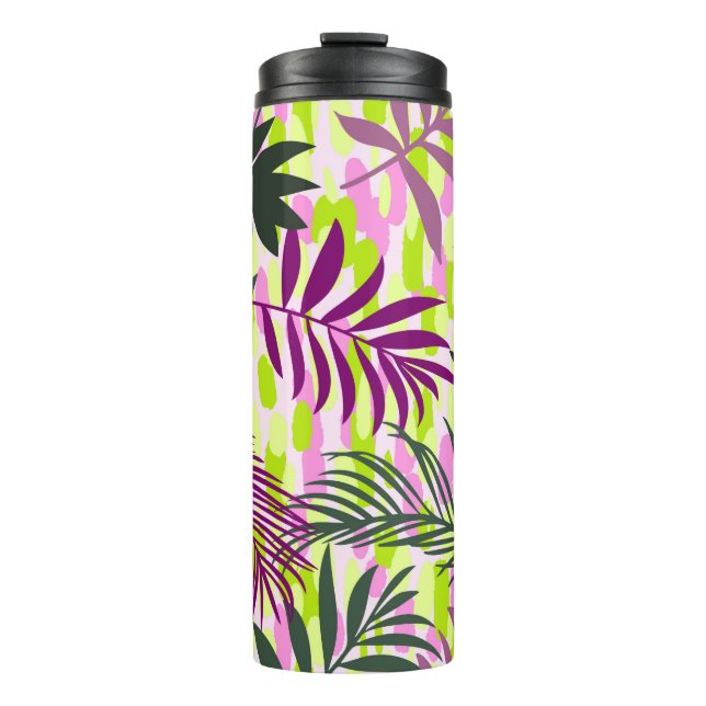 Garrafa Térmica Botanical seamless pattern mixed with geometric sh (Frente)