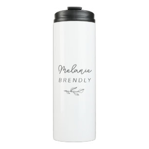 Garrafa Térmica Botânico Elegante Moderno Minimalista Branco