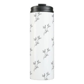 Garrafa Térmica Botella Minimalista de Ramitas y Hojas Aesthetic