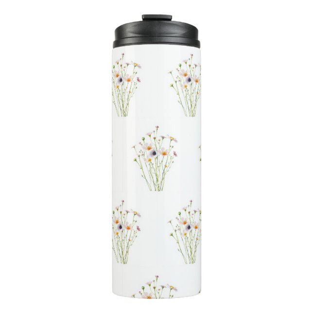 Garrafa Térmica Bouquet de aquarela de flores silvestres (Frente)