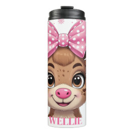 Garrafa Térmica Bow Reindeer Christmas Girls Personalized Tumbler