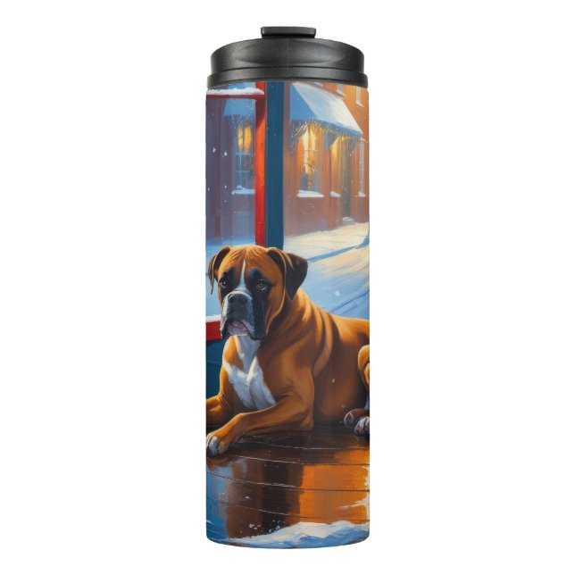 Garrafa Térmica Boxer com Luzes de Natal Feriado (Frente)