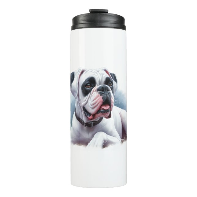 Garrafa Térmica 🐾 Boxer Dog Graceful Guardian em Watercolor (Frente)