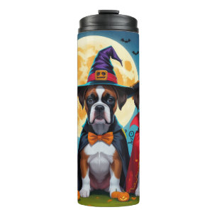 Garrafa Térmica Boxer Dogs Pumpkin Halloween Engraçado