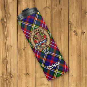 Garrafa Térmica Brasão do Clã Christie sobre Tartan