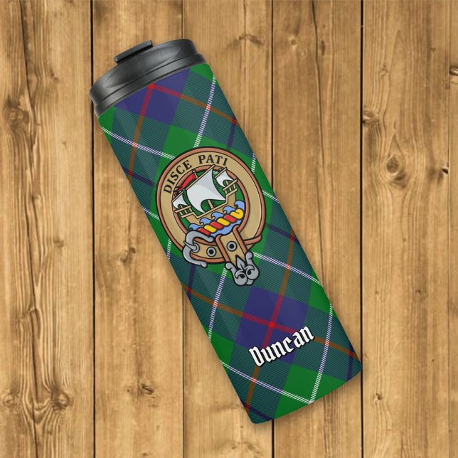 Garrafa Térmica Brasão do Clã Duncan sobre Tartan (Criador carregado)