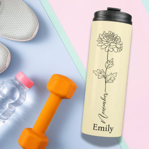 Garrafa Térmica Bridesmaid Chrysanthemum Novembro Nascimento Flor