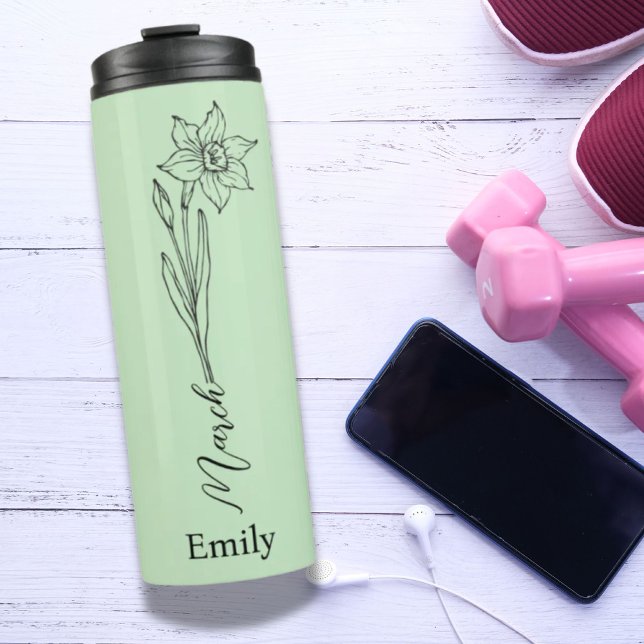 Garrafa Térmica Bridesmaid Daffodil Marcha Marcha com Flor do Mês (Bridesmaid Daffodil March Birth Month Flower Thermal Tumbler)