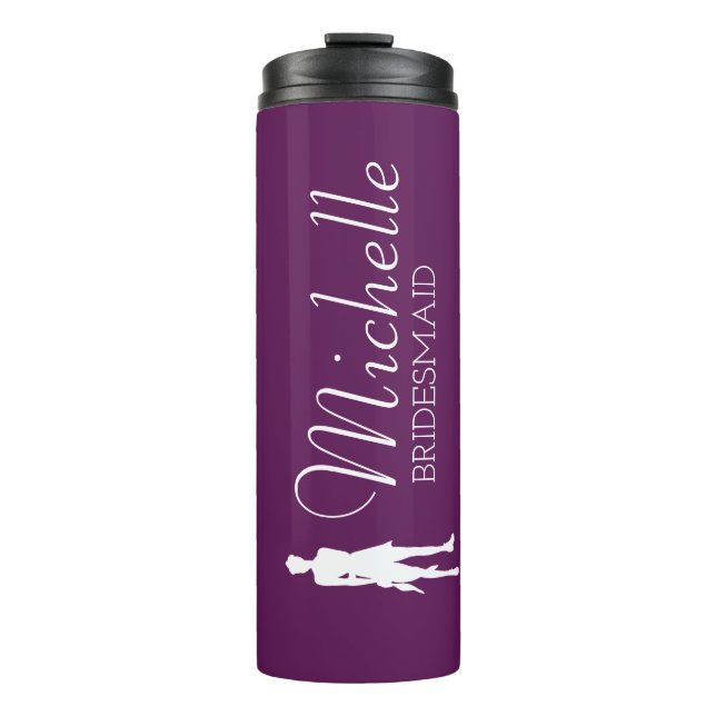 Garrafa Térmica Bridesmaid Personalizado Cor-de-Rosa Esbranquiçado (Frente)