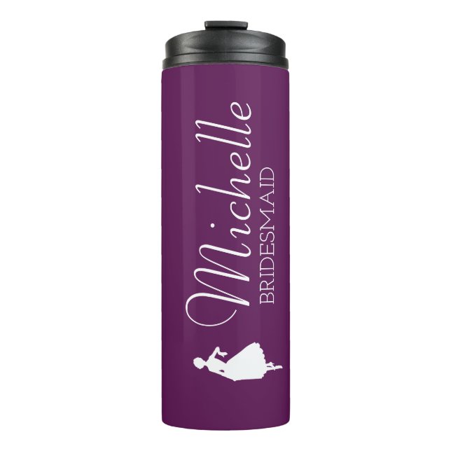 Garrafa Térmica Bridesmaid Personalizado Cor-de-Rosa Esbranquiçado (Frente)