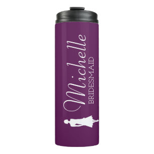 Garrafa Térmica Bridesmaid Personalizado Cor-de-Rosa Esbranquiçado