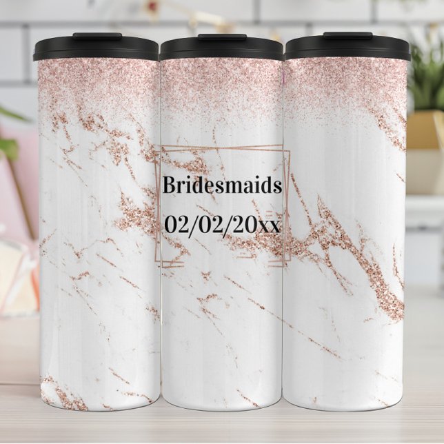 Garrafa Térmica Bridesmaids Tumbler: Elegância Rosa Dourada (Criador carregado)