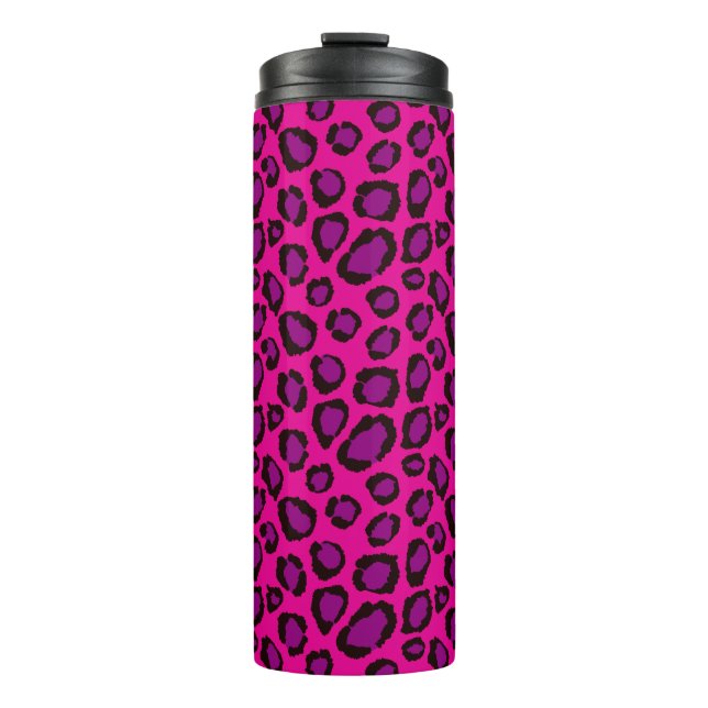 Garrafa Térmica Bright Pink And Purple Leopard Print Pattern (Frente)