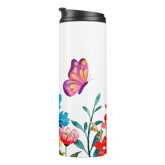 Garrafa Térmica Bright Summer Wildflower Border Design (Rotação à direita)
