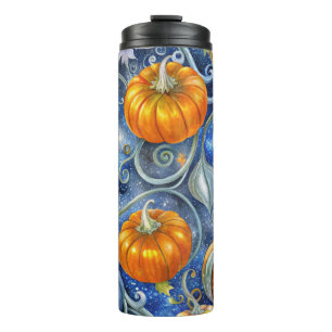 GARRAFA TÉRMICA  BRILHO AZUL E LARANJA QUEDA DE OUTONOS