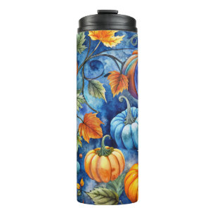 GARRAFA TÉRMICA  BRILHO AZUL E LARANJA QUEDA DE OUTONOS