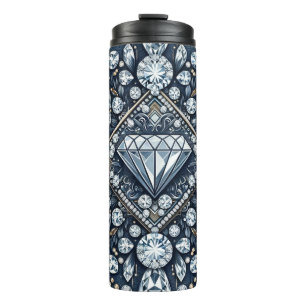 Garrafa Térmica Brilho Glam Denim & Diamantes