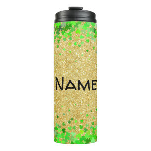 Garrafa Térmica Brilho Personalizado & Trevos de Três Folhas