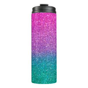 Garrafa Térmica Brilho Rosa Azul Turquesa e Roxo