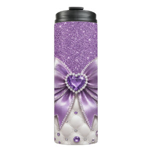 Garrafa Térmica Brilho Roxo e Laço
