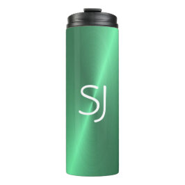 Garrafa Térmica Brilho verde monograma metálico