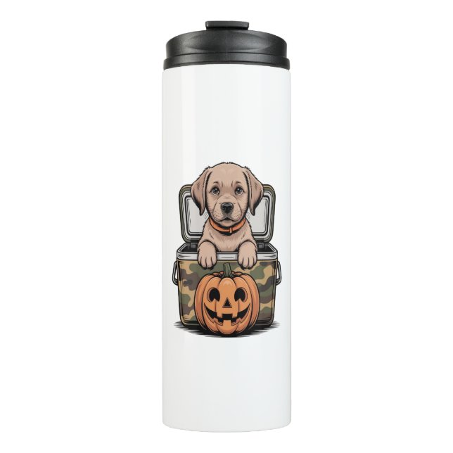Garrafa Térmica Brown Lab Dog Halloween Spooky (Frente)