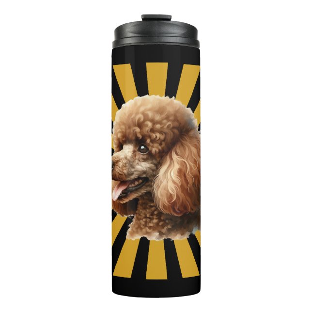 Garrafa Térmica Brown Standard Poodle Retro Sunburst (Frente)