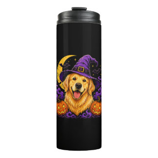 Garrafa Térmica Bruxa do Retriever Dourado Halloween Amante de Cac