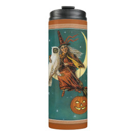 Garrafa Térmica Bruxa e Coruja de Halloween