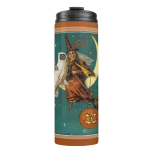 Garrafa Térmica Bruxa e Coruja de Halloween 