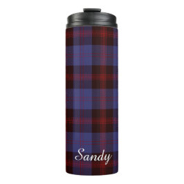 Garrafa Térmica Buffalo plaid navy blue red monogram name