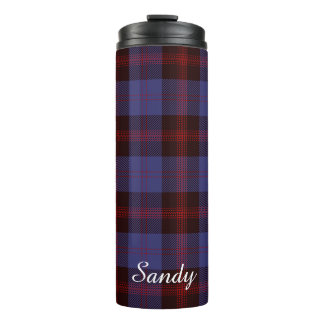 Garrafa Térmica Buffalo plaid navy blue red monogram name