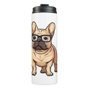 Garrafa Térmica Buldogue francês Vestindo óculos