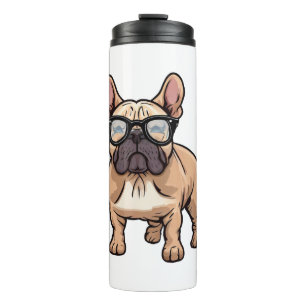 Garrafa Térmica Buldogue francês Vestindo óculos