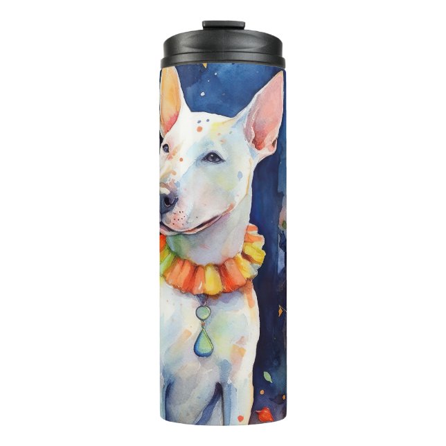 Garrafa Térmica Bull Terrier de Halloween com Abóboras Assustador (Frente)