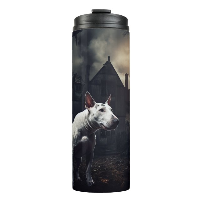 Garrafa Térmica Bull Terrier Dia das Bruxas Assustador (Frente)