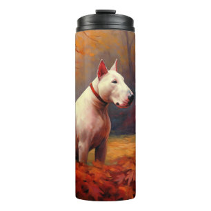Garrafa Térmica Bull Terrier em Folhas de Outono Caem Inspiração