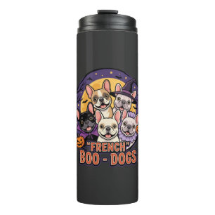 Garrafa Térmica Bulldog Francês Boo de Halloween Cachorros Vetor